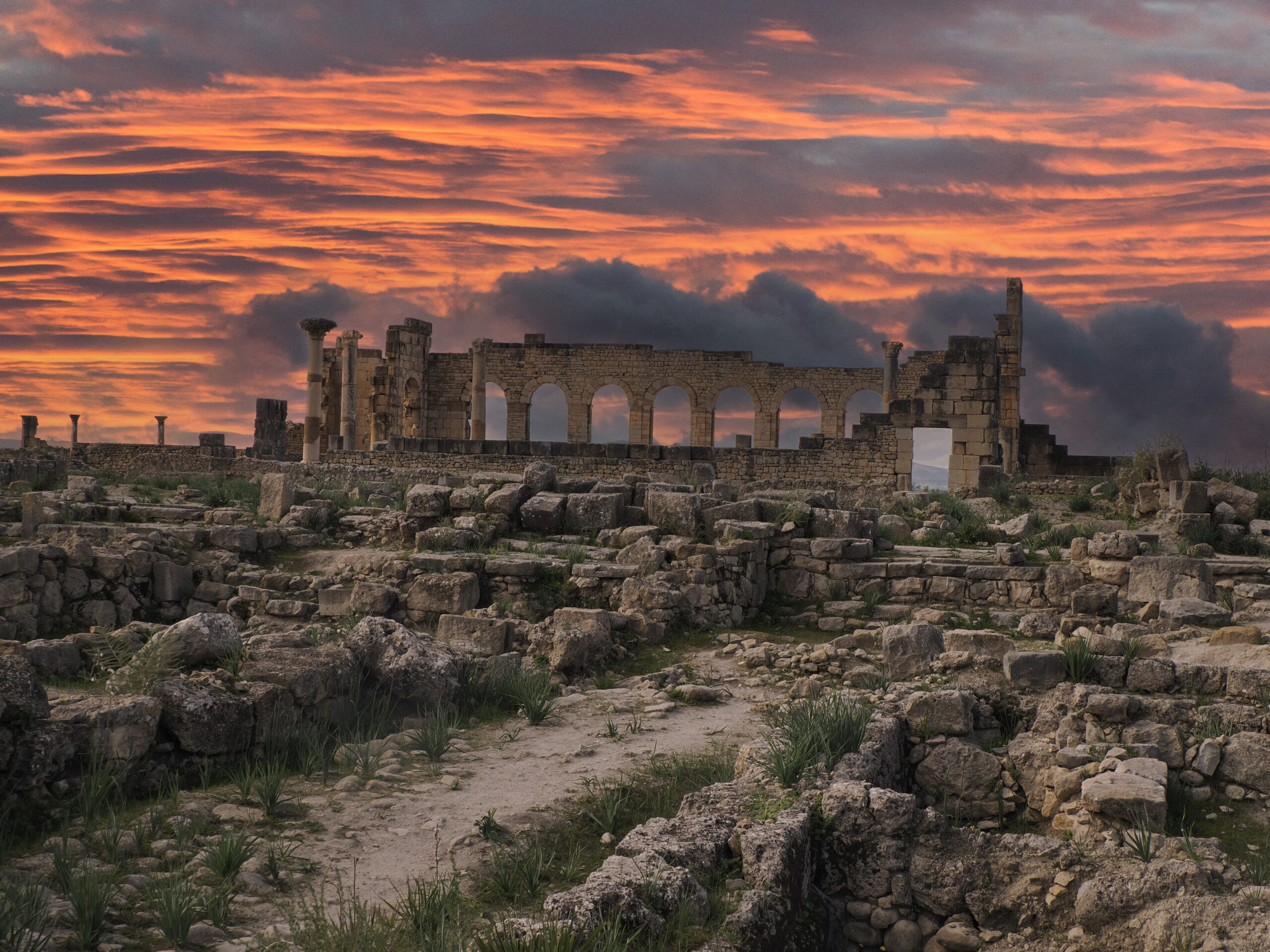 Volubilis Roman ruins in Morocco- Best-preserved Roman ruins located between the Imperial Cities of Fez and Meknes